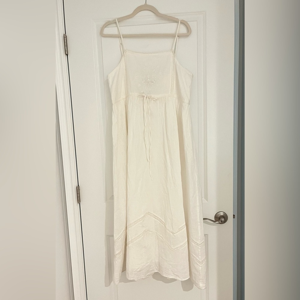 Zara Women's Spaghetti Strap long White Dress XL New With Tags